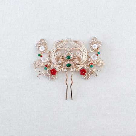 Antique Twin Phoenix Pearl Cloud Middle - Gold