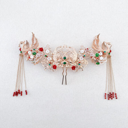 Antique Twin Phoenix Pearl Cloud Set - Gold (3 pcs)