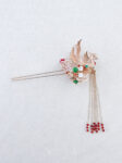 CHN-202300014 – 4D Phoenix Feather Pearl Tree Hairpin – Gold – – Left – C1