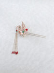 4D Phoenix Feather Pearl Tree Hairpin - Gold (Right)