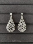 Teardrop Gems Earrings - Rhodium White Gold