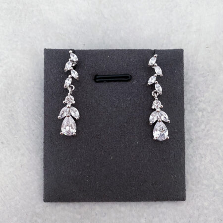 Dangling Marquise and Pear Earrings - Rhodium White Gold