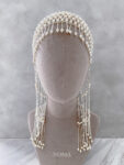 Woven Pearl Fringe Headpiece - White Silver
