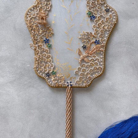 Emerald Sapphire Phoenix Fan - Gold