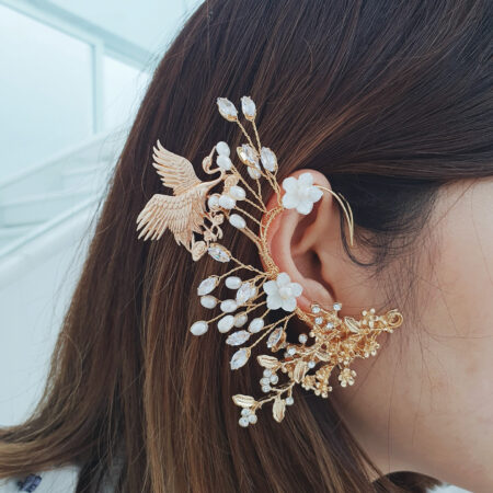 Crane Garden Earpiece - Gold (Right)