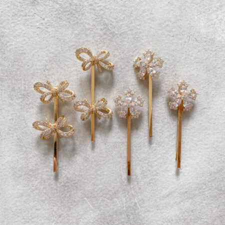 Ribbon Flower Pin Set - 18k Yellow Gold (5 pcs)