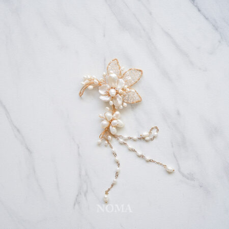 Pearl Flower Earpiece - Gold (Left)
