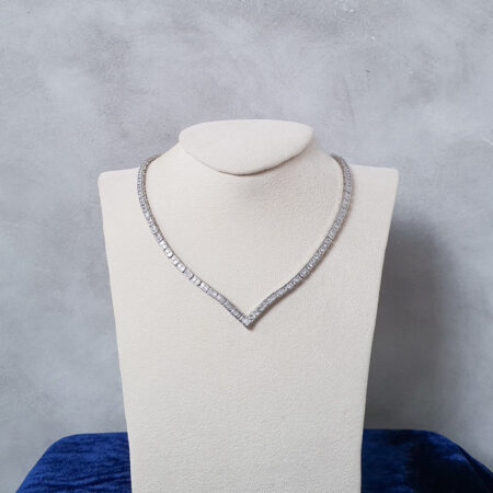 V Square Small Choker - Rhodium White Gold