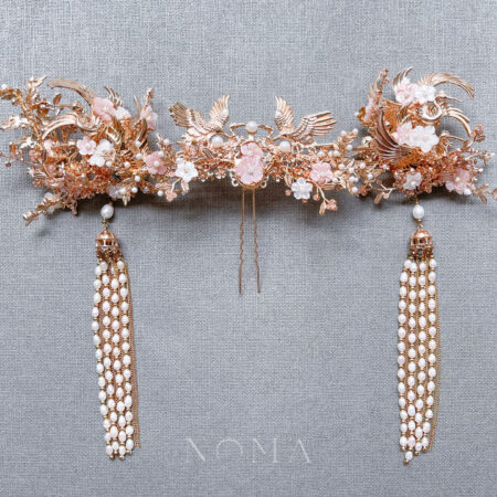 Twin Crane Blossom Set - Gold, Pink (3 pcs)
