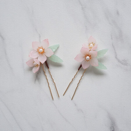 CG First Bloom Hairpin Set - Gold, Pink (2 pcs)