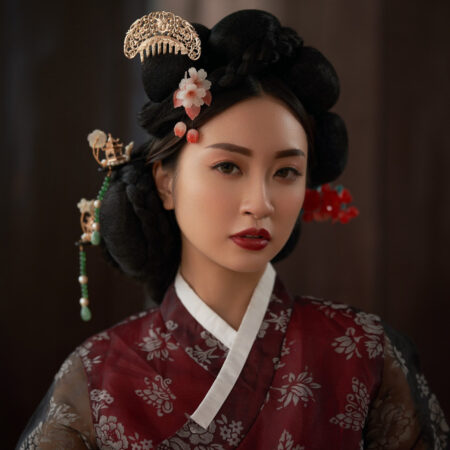 HS Peachy Sakura Small Hairpin - Gold, Pink