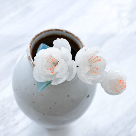 HS White Blossoms Hairpin - Silver, White