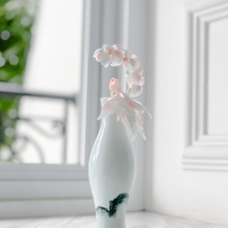 HS White Koi Hairpin - Gold, Pink