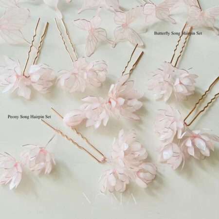 LR Peony Song Hairpin Set - Rose Gold, Pink (6 pcs)