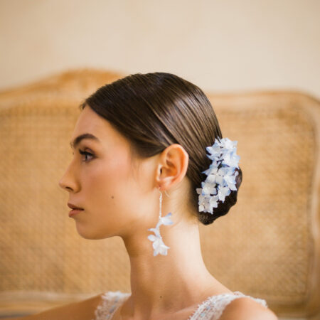 HS Blue Hydrangea Drop Earrings - Gold, Blue