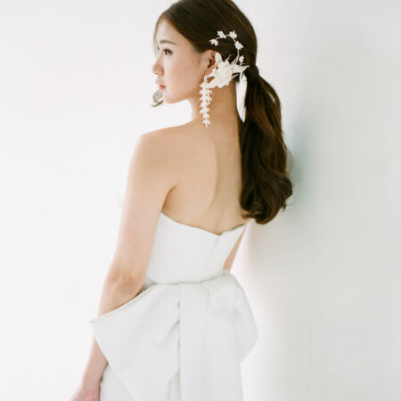 SS Lovely White Earcuff & Earring Pair - White Silver, White (1 pair)