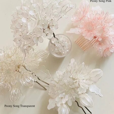 LR Bush Melody Short Hairpin - White Silver, White