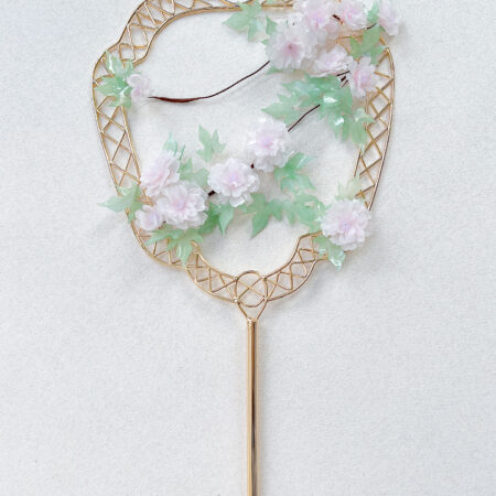 HS Pink Peony Painting Fan - 18k Yellow Gold, Pink