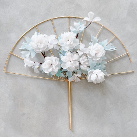 HS White Peony Blossom Fan - 18k Yellow Gold, White