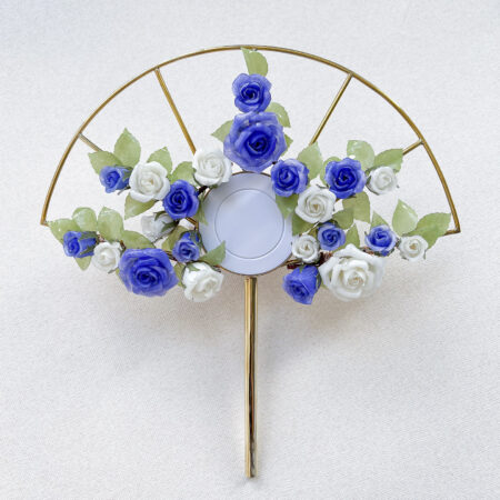 HS White Peri Rose Electric Fan - Gold, Purple