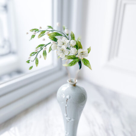 HS Gardenia Hairpin - Gold, Green