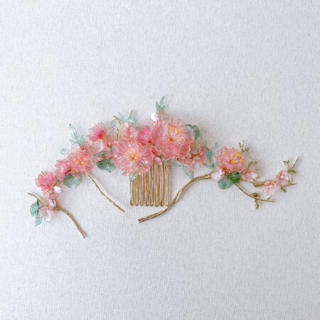 Scenery Blushing Blooms Hairpiece Set - 18k Yellow Gold, Pink (4 pcs)