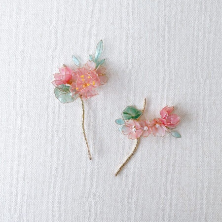 Scenery Blushing Blooms Small Hairpin Set - 18k Yellow Gold, Pink (2 pcs)