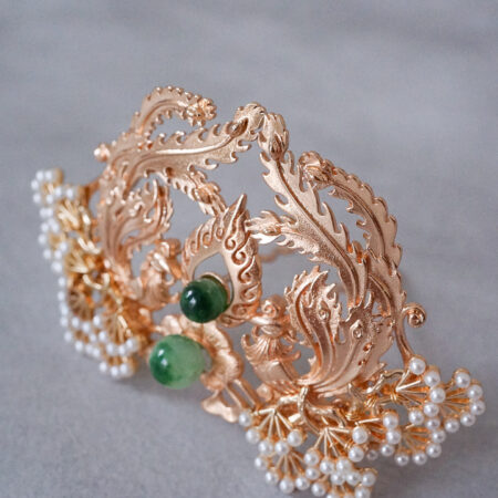 Antique Twin Phoenix Middle - Gold, Light Jade