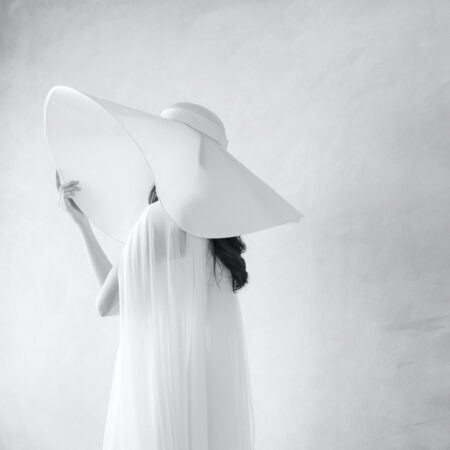 White Satin Wide Meter Hat - White