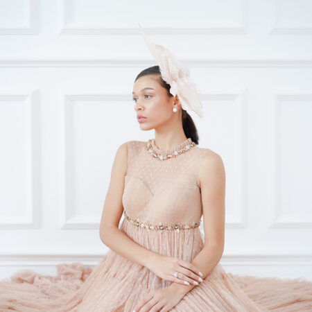 Dusty Pink Feather Flower Millinery - Pink