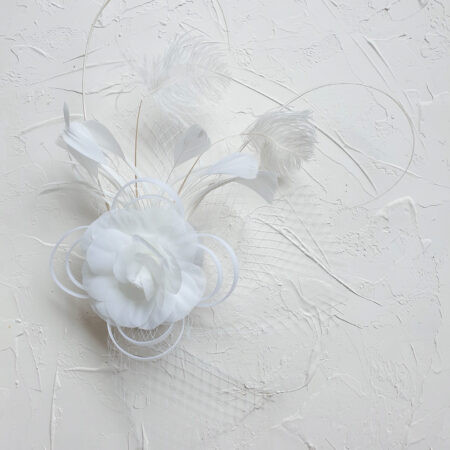 White Feathered Millinery Hat - White