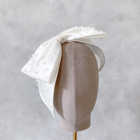 Decorated Big Bow - White