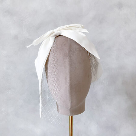 Draping Satin Bow - White