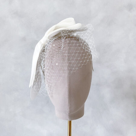 Side Ribbon Birdcage Veil - White