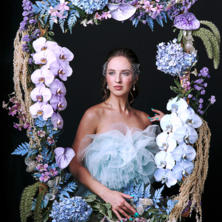 Beaded Front Birdcage Veil - Turquoise