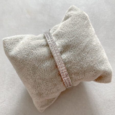 Double Layer Round Bangle - Rhodium White Gold