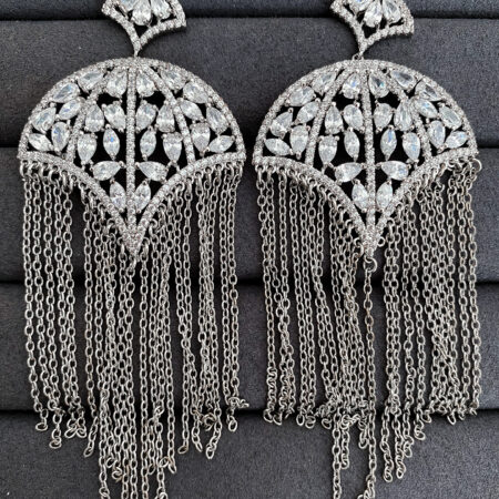 Dominique Earrings - Rhodium White Gold