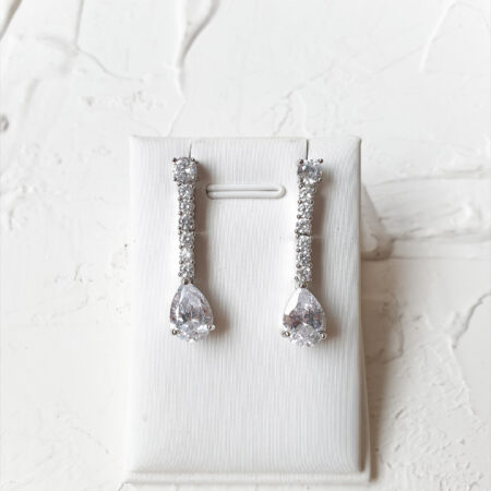 Waterfall Earrings - Rhodium White Gold (Clip)