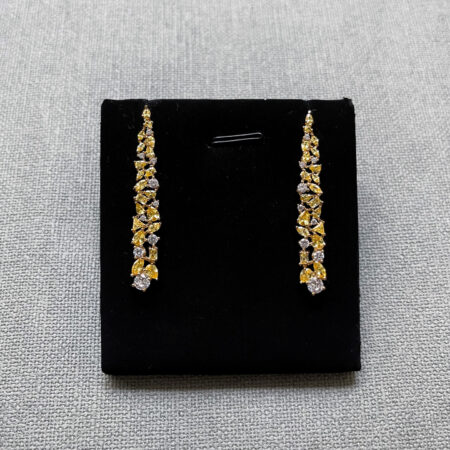 Abstraction Bar Earrings - 18k Yellow Gold, Yellow Diamond