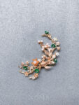 Jade Koi Brooch - Gold, Jade