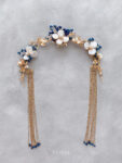 Floral Pearl Headband - Gold, Navy