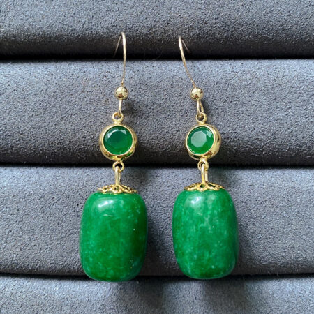 Classic Drop Jade Large Earrings - 18k Yellow Gold, Jade