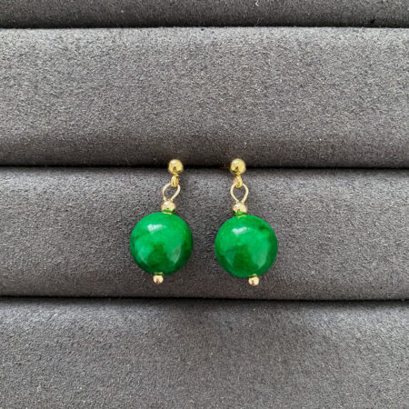 Jade Ball Small Earrings - 18k Yellow Gold, Jade