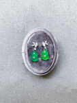 Superior Gourd Jade Earrings - Rhodium White Gold, Jade