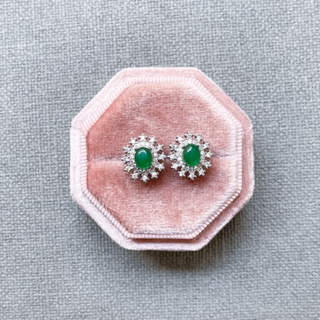 Superior Oval Jade Radiance Earrings - Rhodium White Gold, Jade