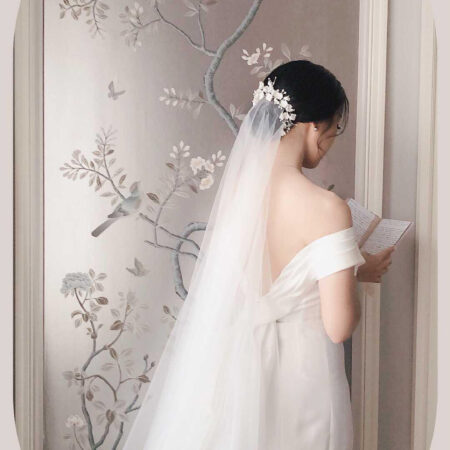 Clay Flower Blossom Hairvine & Hairpin Set - White Silver (5 pcs)