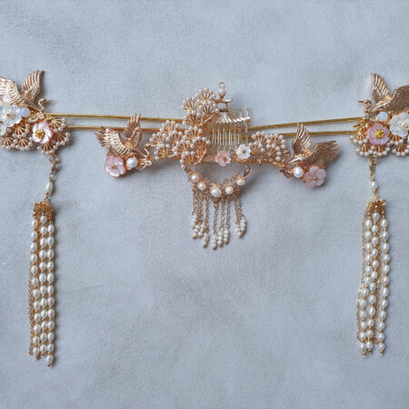 Crane Flowers Set - Gold, Pink (3 pcs)