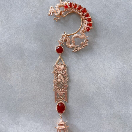 Runway Dragon Earpiece - Gold, Red (Left)