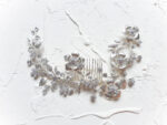 Extravagant Petals Haircomb - White Silver