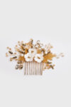 Shell Beaded Leaves Haircomb - Gold